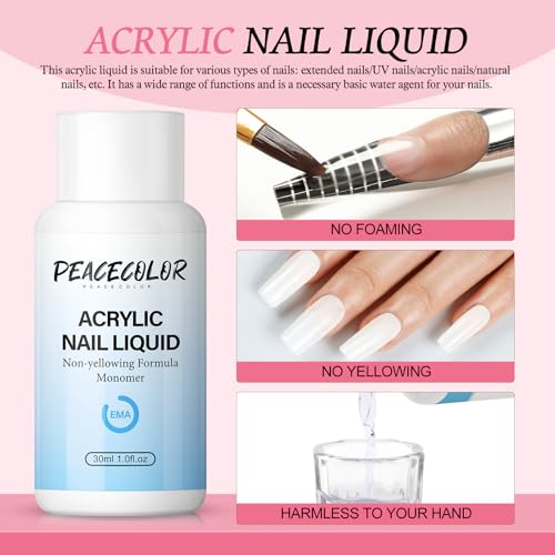 Kit de uñas acrílicas para principiantes con 3 polvos y accesorios miniatura 6