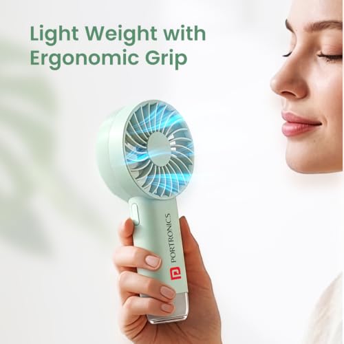 Image of Portronics Toofan Mini 2 Rechargeable Personal Hand Fan with 4000mAh Battery, Up to 6000 RPM High-Speed Airflow, 5 Speed Levels, BLDC Motor, Type-C Charging, For Travel, Office, Makeup & Outdoor