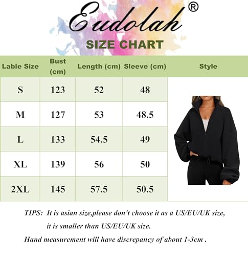 EUDOLAH Damen Reißverschluss Sweatshirt Langarm Fleece Schüttelvlies Pulli Outwear Jacken Herbst Winter Sweatjacke mit Kordelzug Kaffee M