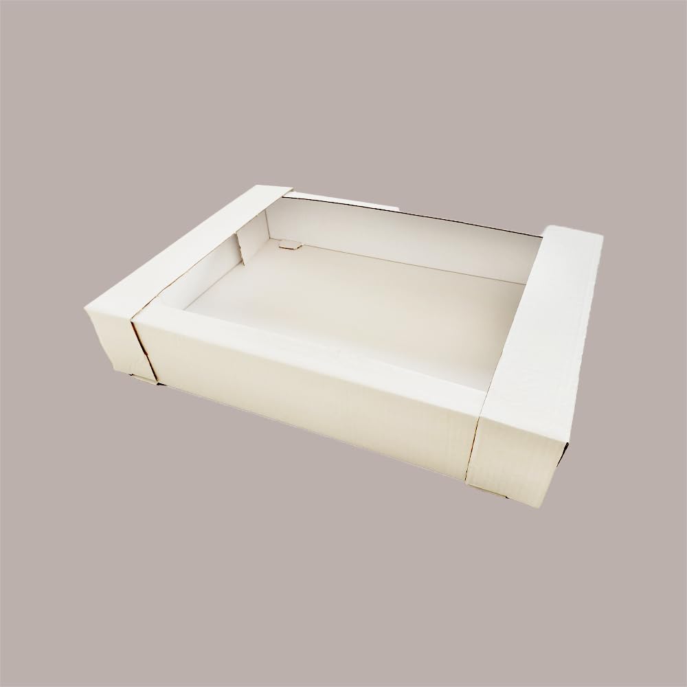 Lucgel Scatole Impilabili Aperte Rettangolari per Alimenti Cartoncino Bianco 40x63H10 cm - 10 Pezzi -