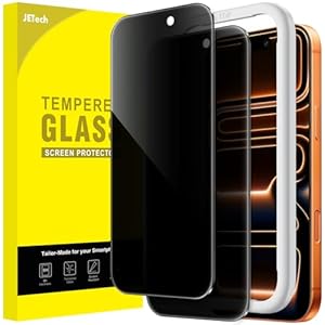 JETech Privacy Screen Protector for iPhone 17 Pro Max 6.9-Inch, Anti-Spy Tempered Glass Film with Easy Installation Tool, 2-Pack