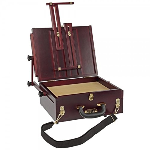Soho Urban Artist Pochade Box For Plein-Aire Painting French Easel, Lightweight, Portable & Adjustable, Mahogany Finish #TOP4
