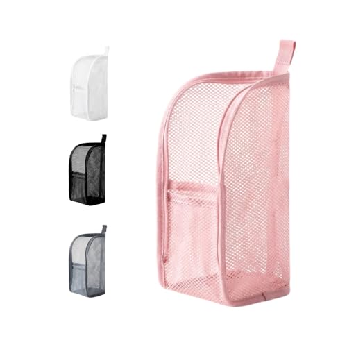 Standing Toiletry Bag 2026 New Portable Toiletry Bag Foldable Mesh Hanging Toiletry Bag for Bathroom Large Capacity Cosmetic Bag for Women (Pink)