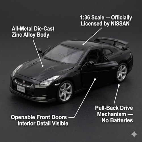 Image of Wizplex Kinsmart Nissan GT-R R35 1:36 Scale Officially Licensed Die-Cast Metal Car Model - Pull-Back Action Openable Doors JDM Collectible Toy for Kids