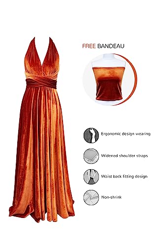 Image of Velvet Infinity Dress with Bandeau, Convertible Bridesmaid Dresses, Multiway Wrap Maxi Long Formal Wedding Guest Dress