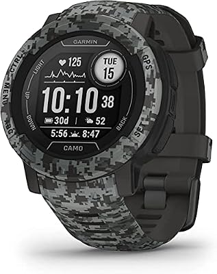 Garmin Instinct 2, Camo-Edition, Rugged Outdoor Watch with GPS, Built for All Elements, Multi-GNSS Support, Tracback Routing and More, Graphite camo