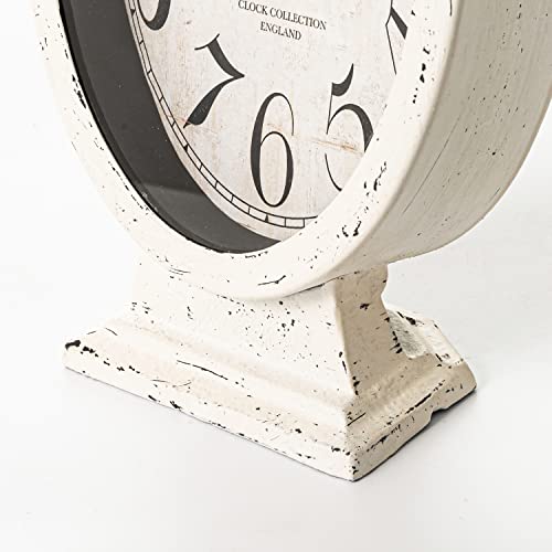 Clwjkh Vintage Desktop Clock Shabby Chic Metal Oval Desk Clock For Bookshelf, Mantel, Countertop Decoration #TOP4