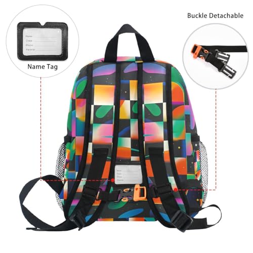 Neon Checkerboard Black Toddler Girls Boys Backpack Kids School Bookbag with Name Tag4