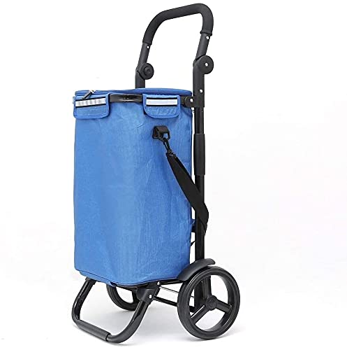 Carrello leggero pieghevole in alluminio con 2 grandi ruote, telaio nero in tessuto Oxford resistente, ideale per giardinaggio, shopping, attività all'aperto e altro ancora