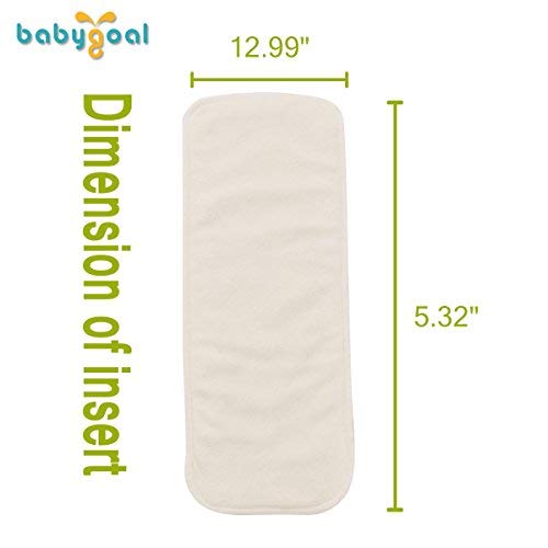 Miniatura 6 de babygoal Pañales de tela reutilizables, paquete de 6 + 6 piezas de microfibra + 16 piezas de rayón de insertos de bambú, tamaño único, fundas de