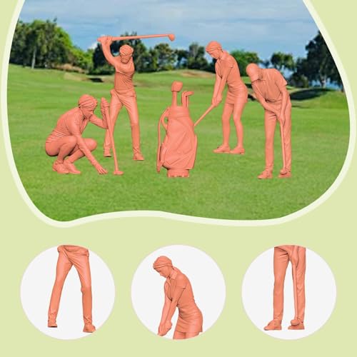 Menolana 5 figuras miniatura escala 1:87 golf micro paisaje miniatura 3