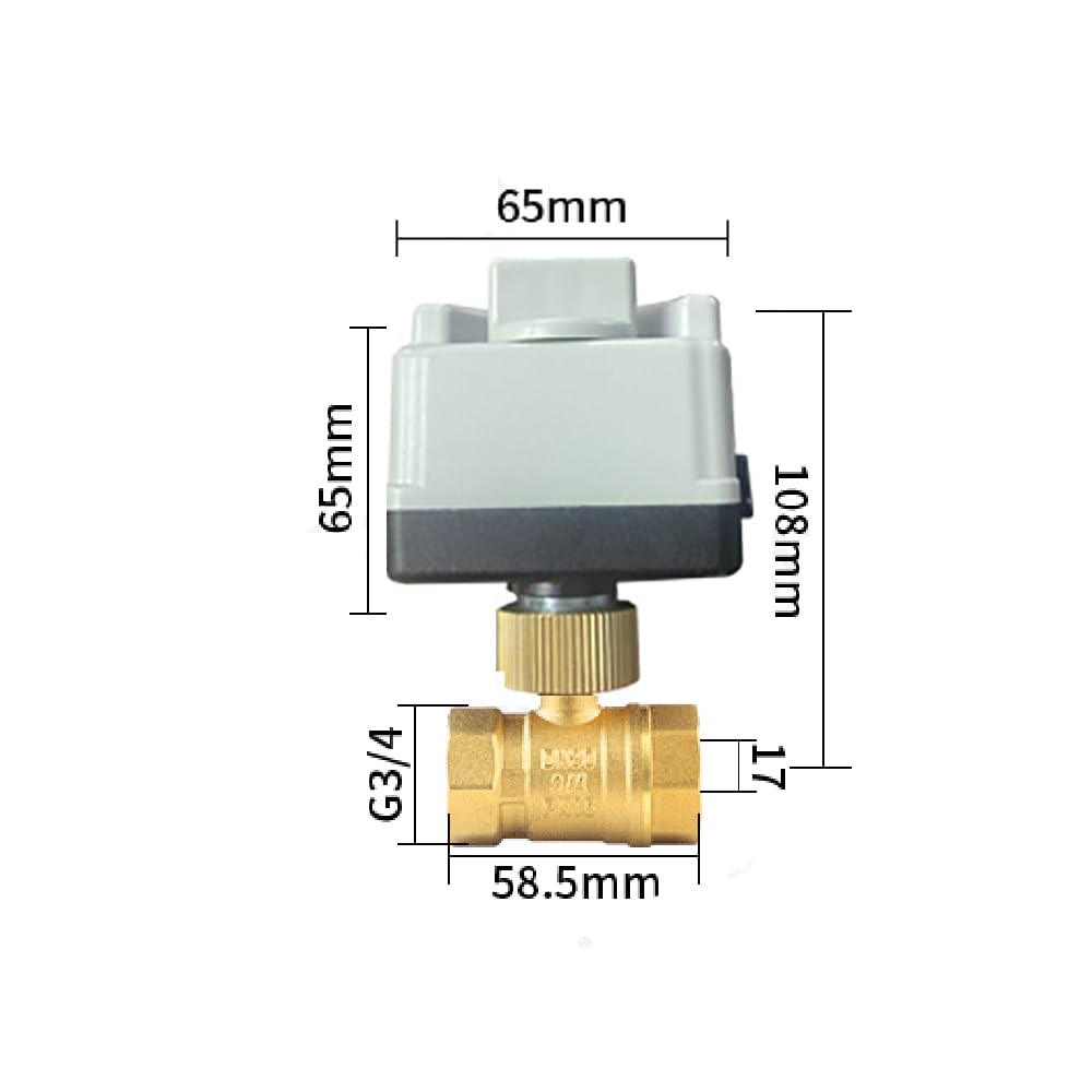 Válvula de bola de motor AC220V con función manual, válvula de bola eléctrica DN20 de 3/4 pulgadas, válvula de bola de motor de 2 hilos