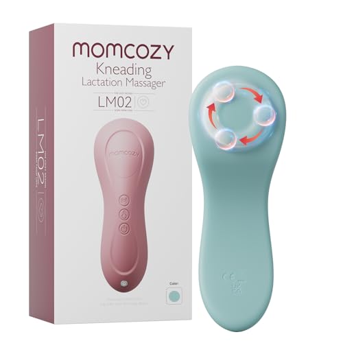 Image of Momcozy Rolling Lactation Massager with Heat, 3-in-1 Real-Like Massage for Relieve Clogged Ducts, Breast Massager Warming for Breastfeeding, Improve Milk Flow, Blue-Green