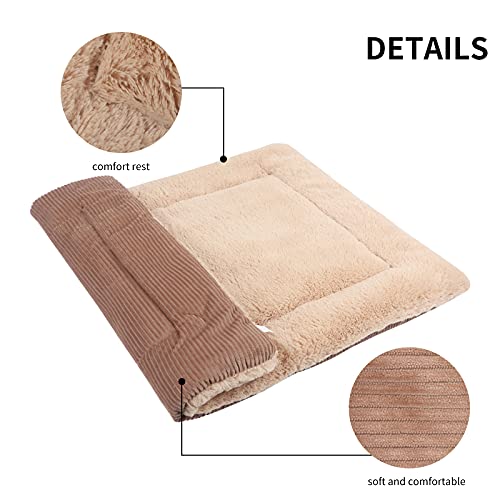 Vejaoo Hundebett Hundematte Weiche und warme Matte Hundekissen für Hunde und Katzen Sofa für Heimtiere XZ014 (Wick Khaki, XL (100X70CM))