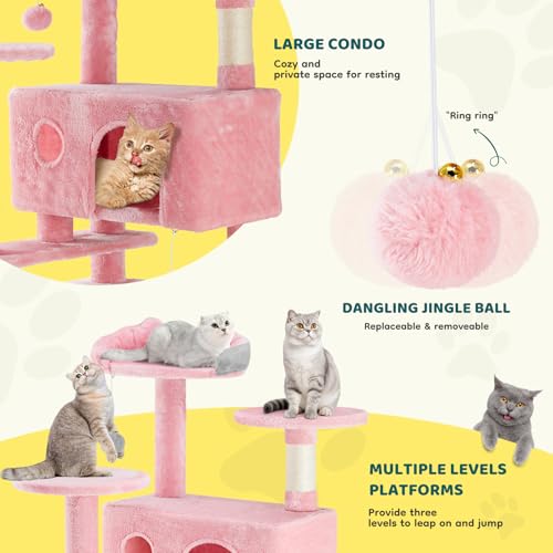 Image of Sweetcrispy 54-inch Cat Tree Tower with Scratching Posts, Indoor Use