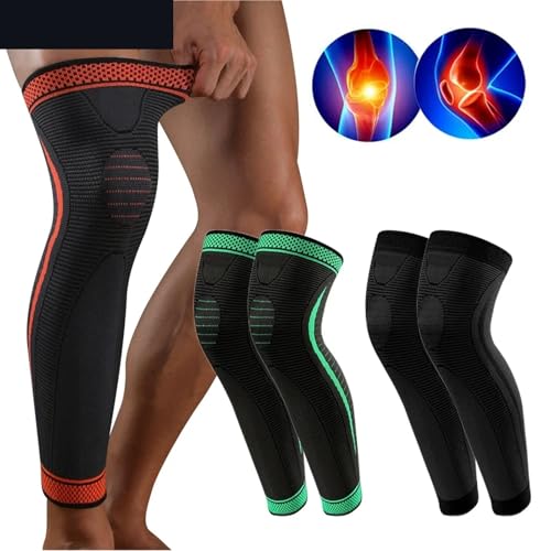 Pantorrilleras de compresion JTKSSCS largas con soporte para rodilla en ciclismo 2