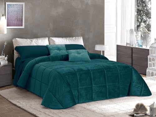 Cieffepi Home Collections Velvet - Edredón nórdico para cama individual o de matrimonio (260 x 270 cm, color verde)