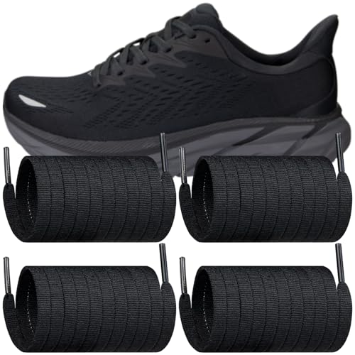 Endoto 2 Pairs Shoelaces for HOKA ONE ONE Flat Shoe Laces Replacement Running Sneakers Shoes Strings(Color:Black,Size:40Inch)