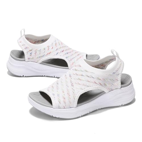 GoodValue Womens Comfortable Orthopedic Sandals Arch Support Ladies Walking Sport Athletic Sandals Open Toe Slip On Plantar Fasciitis Platform Dress Sandal 2 Inches Heel