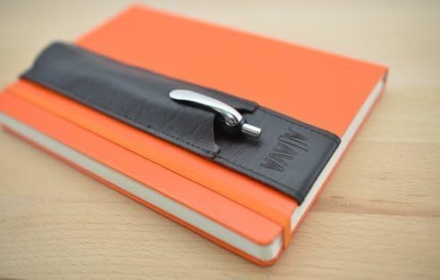 ALJAVA Pen Holder for A5 Calendar, Notebook and Organizer with Hardcover (e.g. for Moleskine, Filofax, Leuchtturm1917) - Pen Pouch Made of Dark Brown Leather