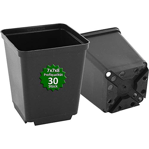 GREEN24 30 Stck. Pflanztöpfe 7x7x8cm Vierecktopf Profi Anzuchttopf Pflanztopf Blumentopf Vierkant-Töpfe (30, 7x7x8 cm)