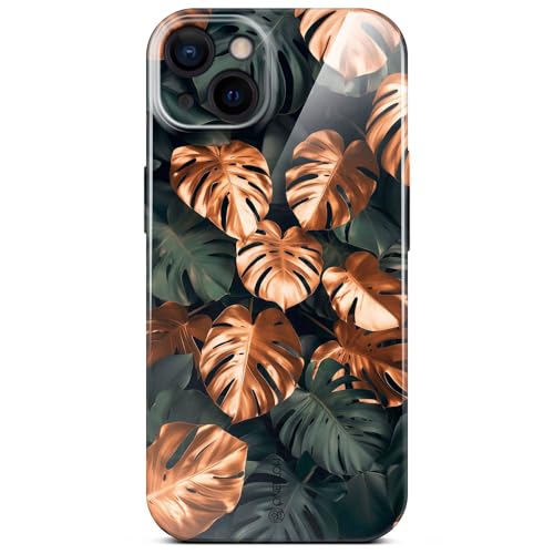 Coque iPhone 13 fleur housse rigide fine et étui de protection vert or