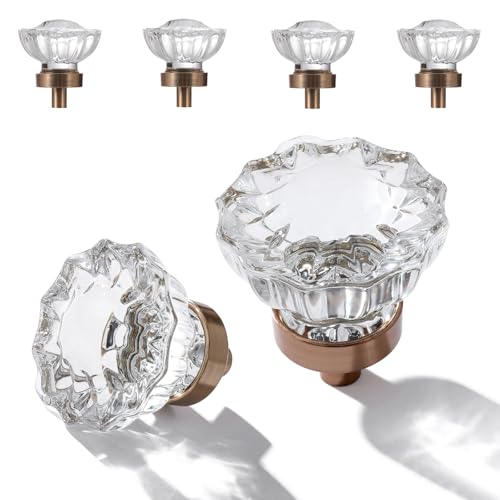 Image of 4 Pack Champagne Bronze Crystal Cabinet Knobs for Drawer,1.5 inch