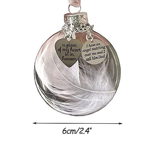 Ouhoe Christmas Ornaments Angel Feathers Ball,Angels In Heaven Pendants Memorial Ornament Feather Ball Christmas Tree Hanging Ornament Husband,Wife Memorial Decor (Sister) 6Cm #TOP3