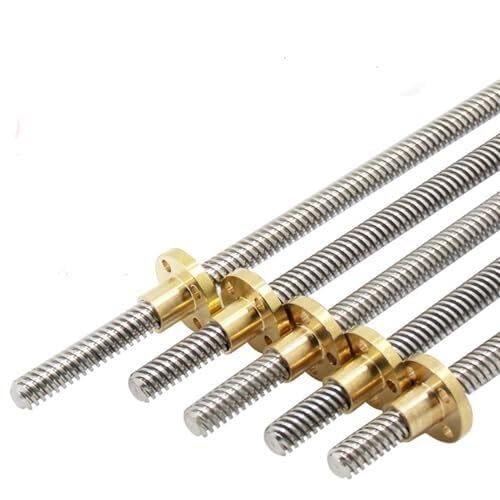 T12 Trapezgewindespindel mit Messingmutter, Edelstahl, 12mm, 100-1000mm