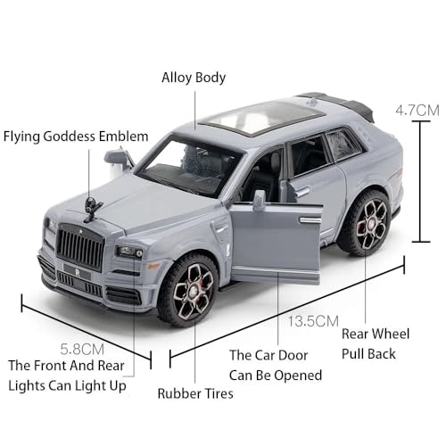 Image of 1:36 Cullinan Toy Car for Kids Collection Diecast Metal Scale Model Car with Light Sound Pull Back Openable Door