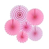 zilue Hanging Pink Paper Fans Decoration Kit Round Paper Garlands for Wedding Birthday Party Baby Sh