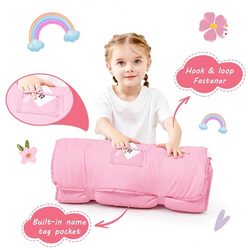 Image of Lasoftan Toddler Nap Mat with Pillow and Blanket, Extra Large Rolled Napping Mats,Slumber Bags for Boys Girls,Kids Sleeping Bag for Daycare, Preschool Travel Camping