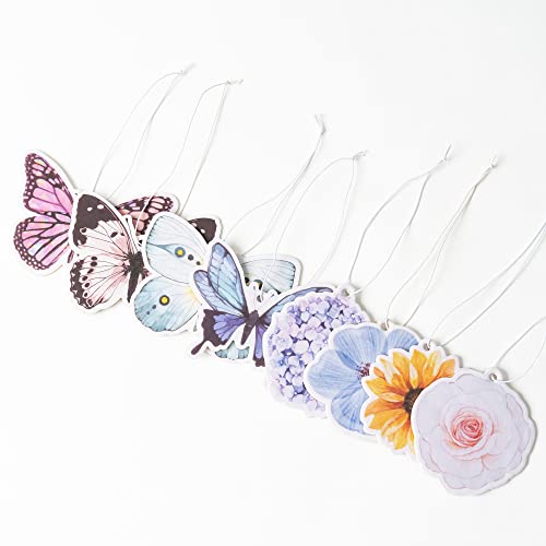 8Pcs Butterfly Flower Fairy Aesthetic Car Air Fresheners Incense Chips Scented Ornament, Car Rearview Mirror Pendant, 8 Styles And 6 Scents Hanging Ornament Vent Decoration Aromatic For Happy Mother's Day #TOP2