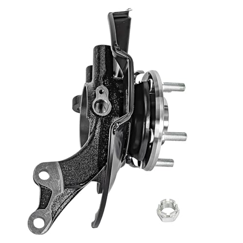 Image of Detroit Axle - Front Right Loaded Steering Knuckle for 2007-2012 Hyundai Elantra w /4-Wheel ABS, 2008 2009 2010 2011, Passenger Side Knuckle with Wheel Bearing Hub Assembly Replacement