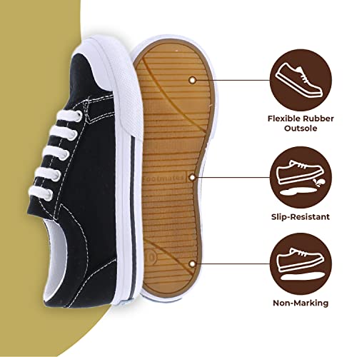 FOOTMATES Taylor Lace-Up Canvas Flats Boys and Girls Shoes - Tennis Sneakers with Wide Toe Box, Custom-Fit Insoles, Vulcanized Outsoles - for Toddlers and Little Kids, Ages 1-83