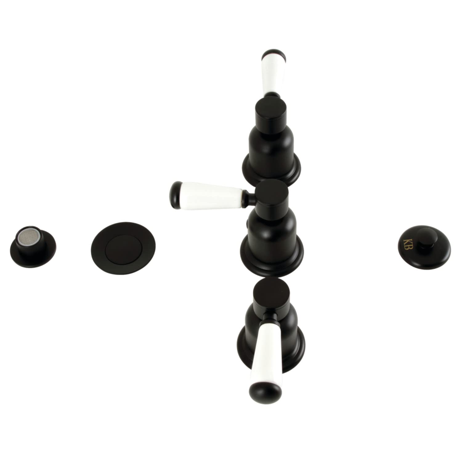 Robinet de bidet à trois poignées Kingston Brass KB6320DPL noir mat pour salle de bain chic