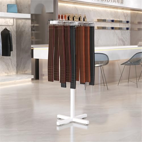 Présentoir à ceintures et foulards sur pied blanc double face en métal 100 cm pour magasin