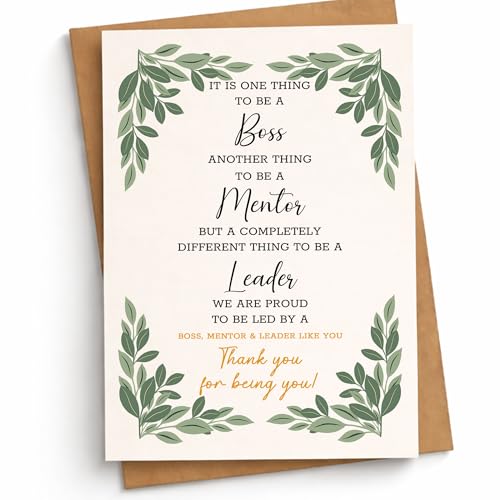 THRAVJ We Are Proud to Be Led by a Boss Mentor & Leader Like You Thank You for Being You Card Heartwarming Appreciation Cards Birthday Gift for Manager Supervisor Team Lead Coach