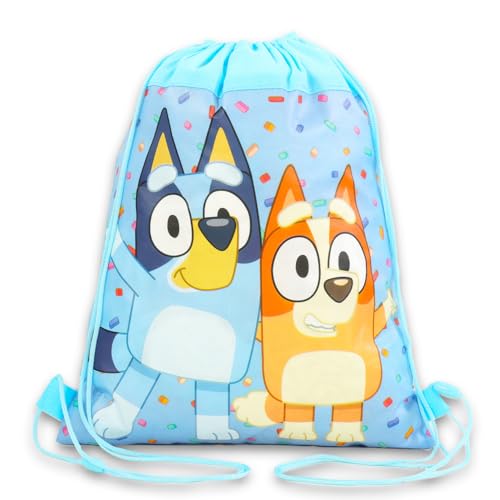 Bluey Party Favor Bags Set - Bundle with 6 Cinch Bags for Kids Plus Stickers, More | Bluey and Bingo Birthday Party Supplies for Kids, Boys, Girls2