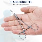 WISEPRO 2 Pcs Piercing Pliers Set - Straight & Curved Clamps, Self-Locking Forceps with Serrated Jaw for DIY, Fishing, Pet Grooming, Suturing - Rustproof Stainless Steel - Image 7