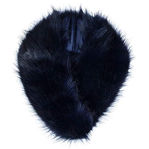 Futrzane Cuello Mujer Bufanda de Piel de Zorro Sintética (Azul Marino)