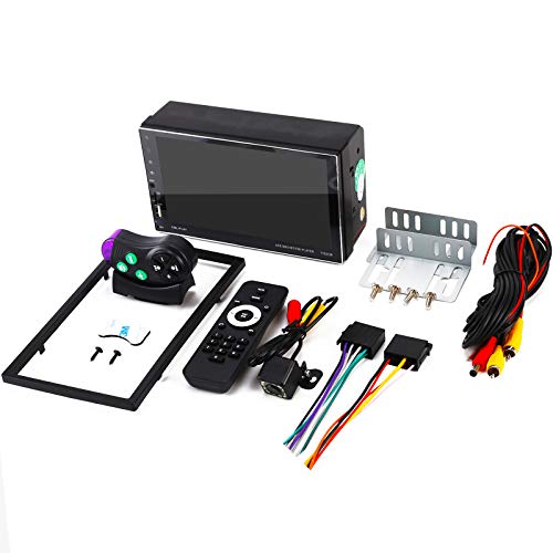 Double Din Car Stereo with 7 Inch Capacitive Touchscreen, Bluetooth Handsfree, 2 Din Car Audio Receiver FM Radio Player with Backup Camera, Phone Mirror-Link, Voice Assistant, Steering Wheel Control - Thumbnail 5