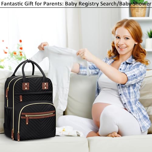 Image of Tenot Diaper Bag Backpack for Women with Changing Pad, Baby Bag with Insulated Pockets Multifunctional Diaper Bags For Baby Girl Boy Waterproof Baby Bags For Boys Girls Maternity Bag Black