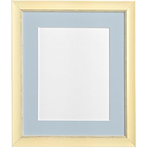 FRAMES BY POST Nordic Distressed Cream Photo Frame with Blue Grey Mount A2 Pic Size A3 (Plastic Glass) Cover
