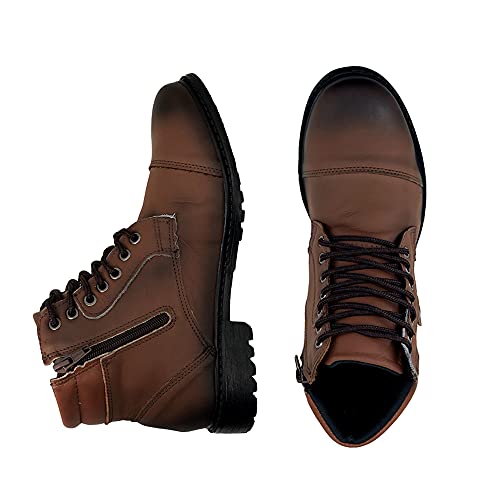 Coturno Adulto Masculino Bota Couro Top Barato Moderno AS346 Cor:Marrom-Café 508;Tamanho:40