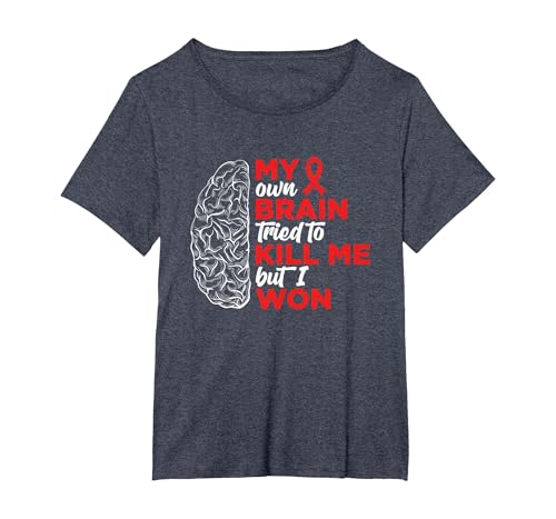 My Brain Tried to Kill Me But I Won T-Shirt, Women's Plus, Heather Blue, 5X