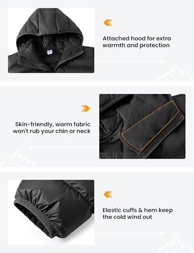 TBMPOY Mens Lightweight Packable Puffer Jackets with Hood Winter Bubble Coat Water-Resistant Puffy Jacket for Hiking Travel Ski Black S - Thumbnail 7