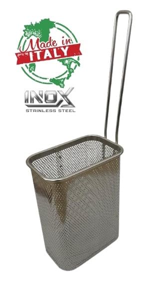 TBR0234 - CESTINO MADE IN ITALY CUOCIPASTA PROFESSIONALE 90X140X185H MM IN ACCIAIO INOSSIDABILE AISI 304 CESTELLO CUOCI PASTA INOX MONO PORZIONE MANICO ACCIAIO