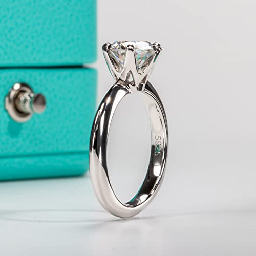AnuClub 1/2/3/5CT Six Prong Solitaire Moissanite Ring, 925 Sterling Silver Ring, Gift for Wedding, Engagement And Anniversary With Certificate4
