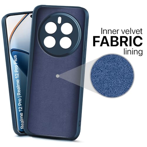 Image of WOW IMAGINE Back Cover for Realme 12 Pro Plus 5G | P1 Pro 5G Ultra Slim Soft Rubberised Case | Inner Velvet Fabric Lining | Matte Silicone Flexible Mobile Case | Camera Protection - Blue